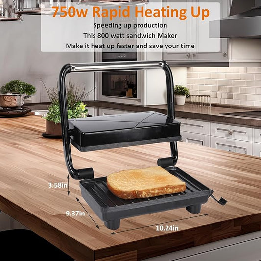 Sandwich Maker Panini Press Grill with Non-Stick Coated Plates, Easy to Clean and Store, Opens 180 Degrees Perfect for Cooking French Toast, Omelet, Grilled Cheese, Panini