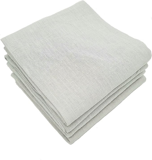 MARC OLIVER Linen Cloth Napkins Light Grey. Pack of 4. Handmade 20"x20", Fully Hemmed with Mitered Corners Fully Washable Pure Linen Napkin for Everyday Dining Table, Kitchen, Home, Thanksgiving
