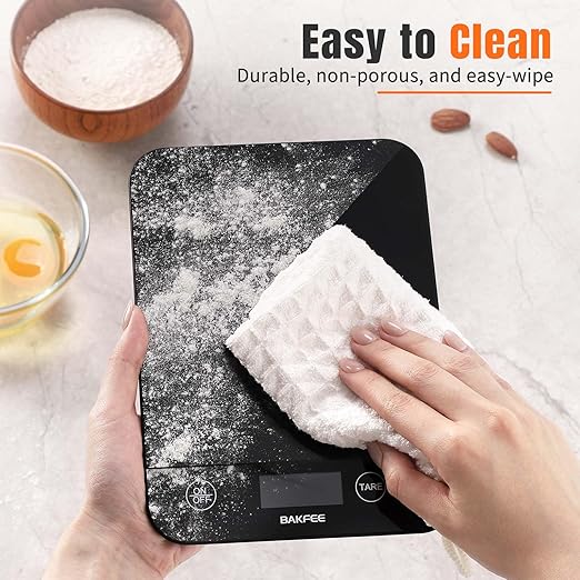 Food Scale, 33lb Rechargeable Kitchen Scale with Tempered Glass, Grams and Ounces, USB Charging, 1g High Accuracy for Baking, Cooking & Food Prep, BK807