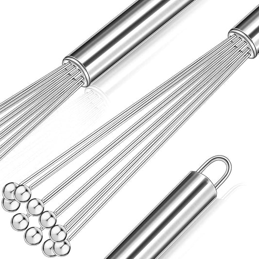 Patelai 3 Pieces Ball Whisk Set Whisk Beater Stainless Steel Ball in 10 Inch and 12 Inch Wire Egg Kitchen Set for Cooking Blending Beating Stirring