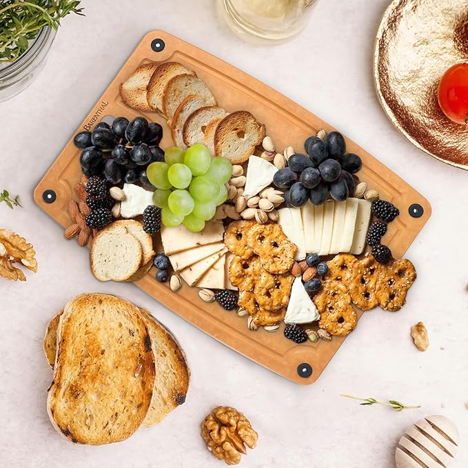 Barenthal Large Cutting Boards for Kitchen Dishwasher - XL Cutting Board Set Double-Sided with Non-Slip Feet and Juice Groove Composite Chopping Board Knife Friendly Cut Meat, Fruit,Vegetable