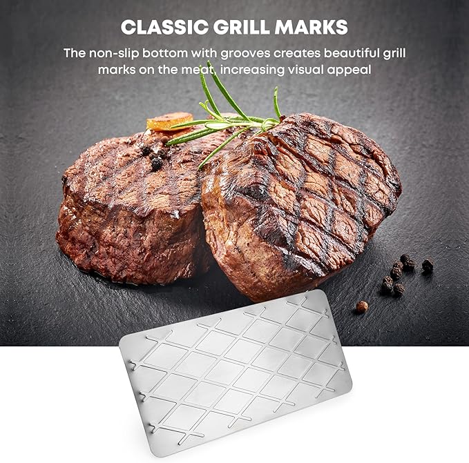 Stanbroil Stainless Steel Bacon Press for Griddle, 9” x 4.5”Rectangular Grill Press BBQ Professional Griddle Accessories, Non-Stick Burger Smasher for Flat Top Cooking