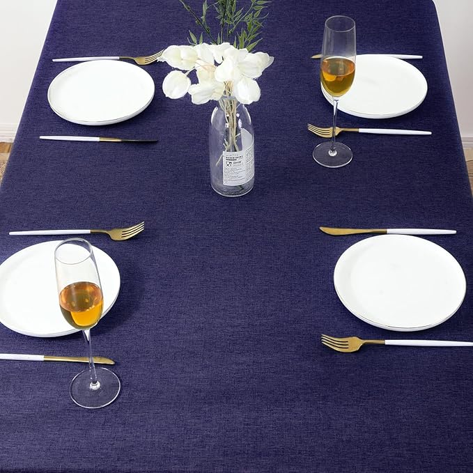 AUSSPVOCT 2 Pcs Textured Linen Table Cloth for Rectangle Table - 52x70 Inch Cloth Tablecloth Rectangular Waterproof Washable Fabric Dining Table Cover for Christmas Holiday Party Kitchen Decor