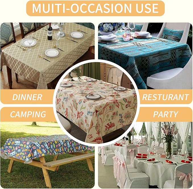 Rectangle Table Cloth,100% Waterproof Tablecloth Oil Proof Spill Proof Vinyl Table Cloth, Wipe Clean Plastic Table Cover for Dining, Camping, Indoor and Outdoor 54" x 84",Songbird