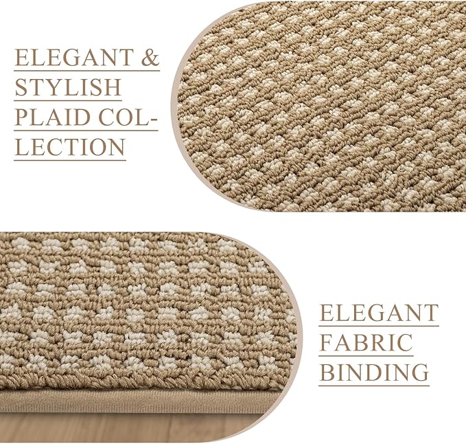 Kitchen Rugs,Non Slip Kitchen Mats for Floor-Thick Stain Resistant Kitchen Floor Mat Runner Carpet for Hallways Entryway Laundry Room Washable(24"x35"+24"x71",Brown)