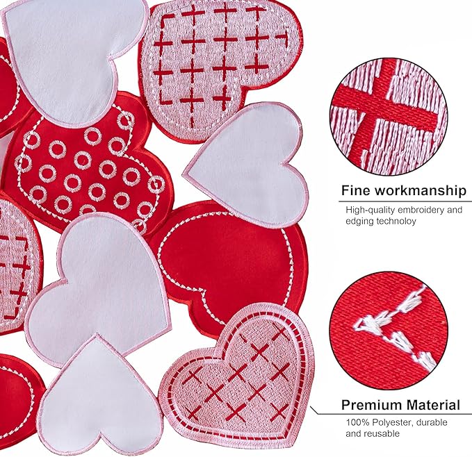 Joyfol Day Valentine’s Day Table Runner 14x86 Inch, Cutwork Embroidered Red Heart Decoration for Wedding Anniversaries, Proposals & Romantic Parties