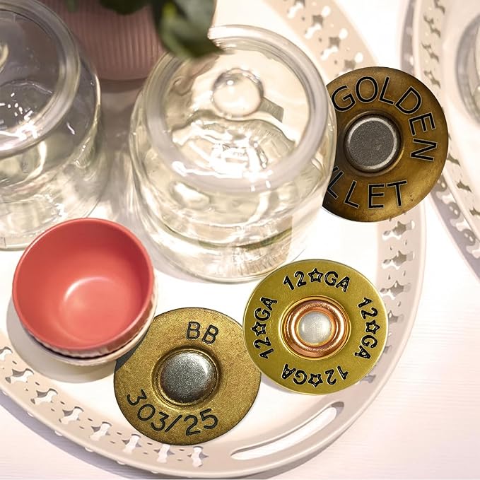 Coasters for Drinks with Holder Set of 6, Shotgun Shell Ceramic Coaster Absorbent for Office Desk Table Coasters Kitchen Decor House Warming Gifts for New Home Couples, Round 4"