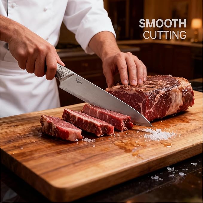 Kitchen Knife Set 6 Pcs & Horizontally Knives Case, Crafted from High Carbon 5Cr15Mov Stainless Steel and Food-Grade Polypropylene.