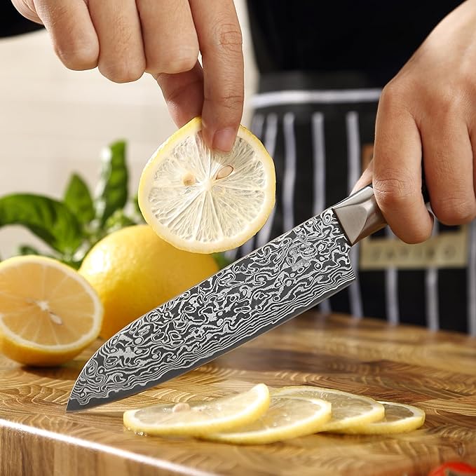 zayiko Black Edition Small Santoku Knife – 5.1-Inch Blade Damascus Kitchen Knife | 67-Layer VG10 Core Steel | Ergonomic Pakkawood Handle | Premium Knife for Vegetables, Meat & Fruit | Gift Box