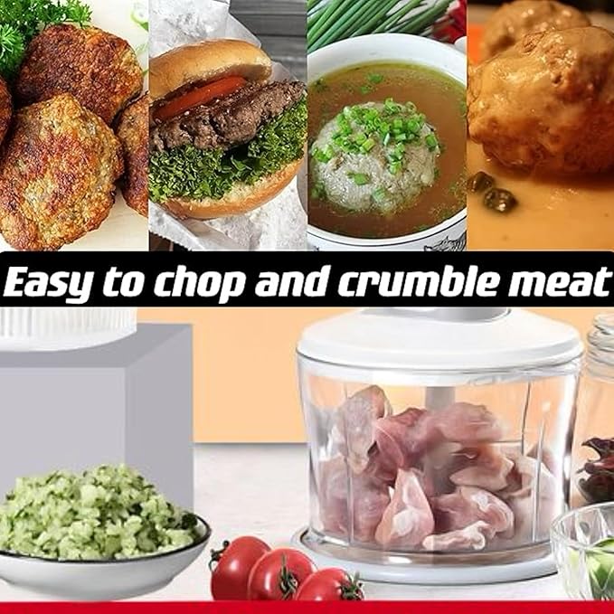 GProME Manual Food Processor -Salsa Maker Hand Chopper Blender As Seen On TV- Meat Masher Mincer-Salad Spinner -Onion Chopper & Dicer for Baby Food, Salad, Herbs, Garlic,BPA Free(Large)