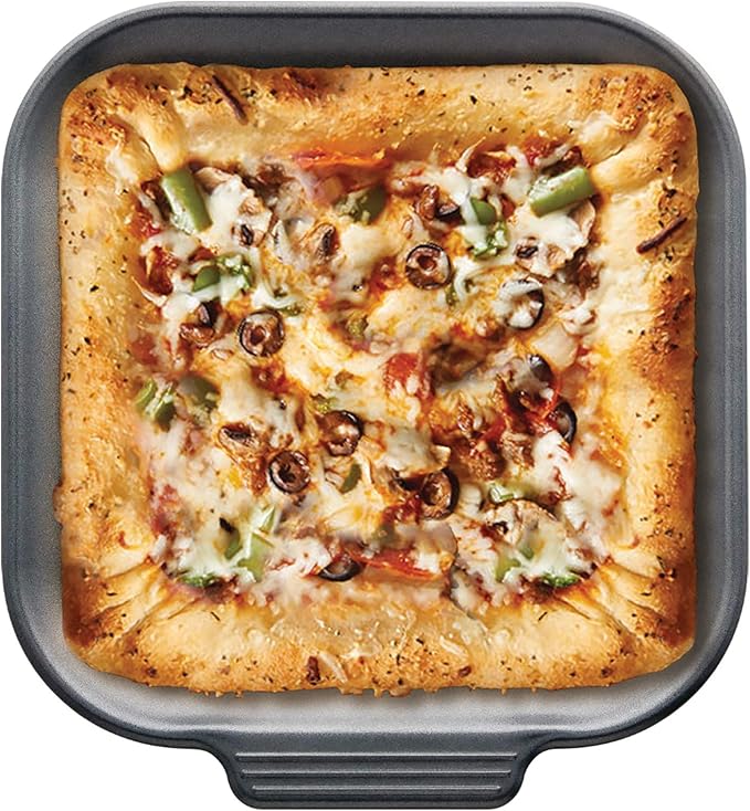 Instant Vortex Official Nonstick Perforated Pizza Pan, Gray - Smart Design for Delicious Crispy Crust Pizza, Compatible with 6 & 10-Quart Air Fryers and Ovens, Easy Transport with Ridged Handles