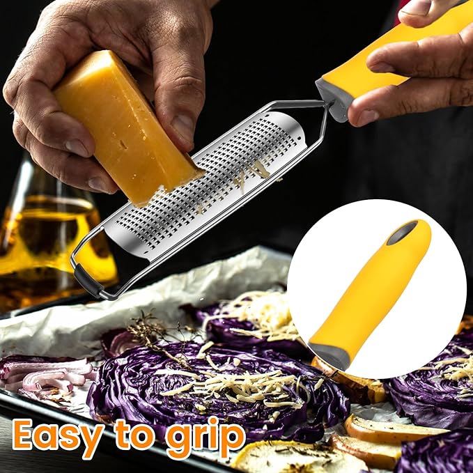 4 Pcs Stainless Steel Lemon Zester Cheese Grater with Handle and Protective Case Handheld Ginger Grater Multifunctional Citrus Zester for Cheese Ginger Garlic