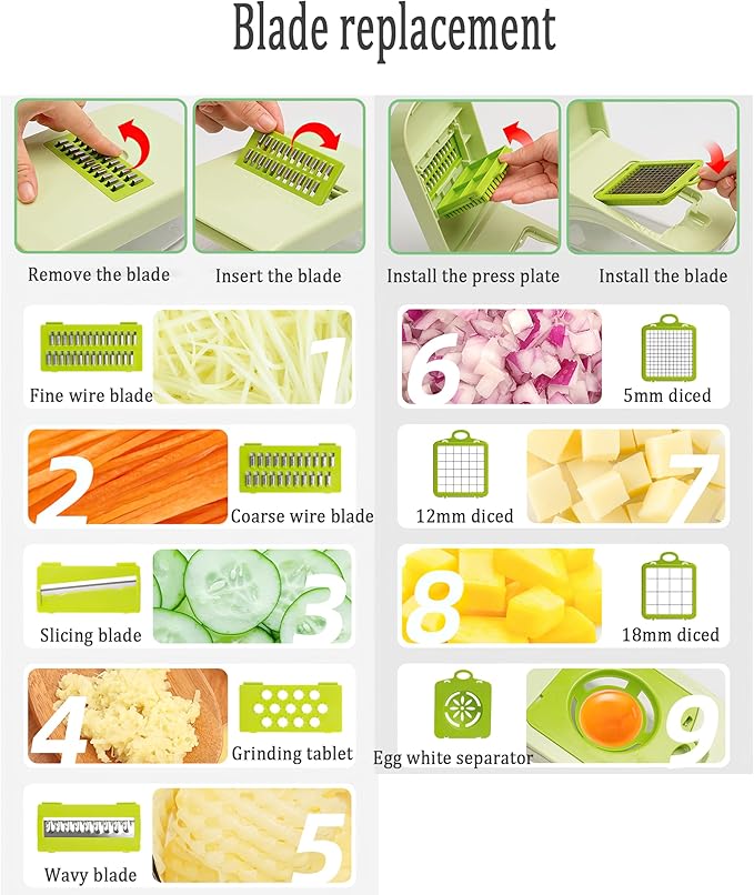 Vegetable Chopper,Onion Chopper, 17 in 1 Professional Mandoline Slicer for Kitchen,Multifunctional Food Chopper,Cheese Grater,Veggie Chopper with Container - Kitchen Gadgets - Home Essentials