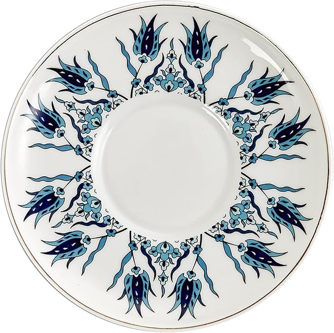 KARACA Iznik New Form Turkish Coffee Cup Set of 6, (12 Piece) Cups with Saucers - 3.3 fl oz Small Porcelain Espresso Set - Ideal for Serving Greek, Arabic Coffee