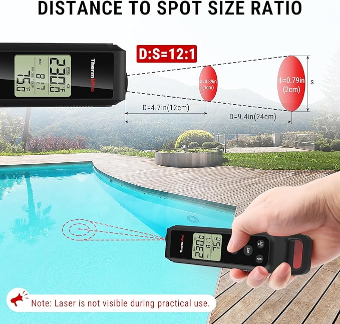 ThermoPro 2-in-1 Instant Read Thermometer for Cooking, Infrared Thermometer Cooking Thermometer with Meat Probe, Non-Contact Laser Meat Thermometer for Griddle Grill Pizza Oven HVAC Pool, Black