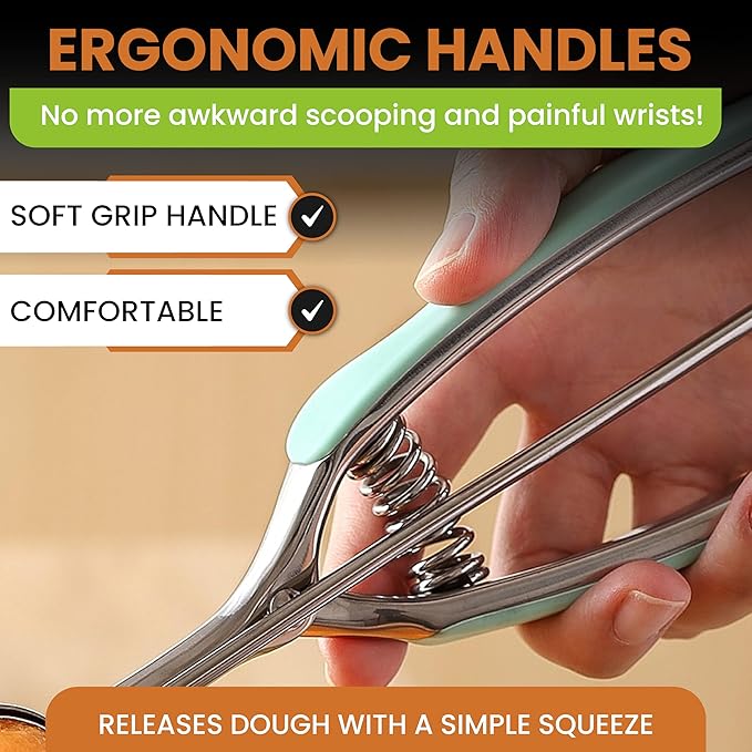 Spring Chef Stainless Steel Zester, Fine Shred & Multifunctional Medium 1.7 Tbsp Cookie Scoop, #40-2 Product Bundle - Mint