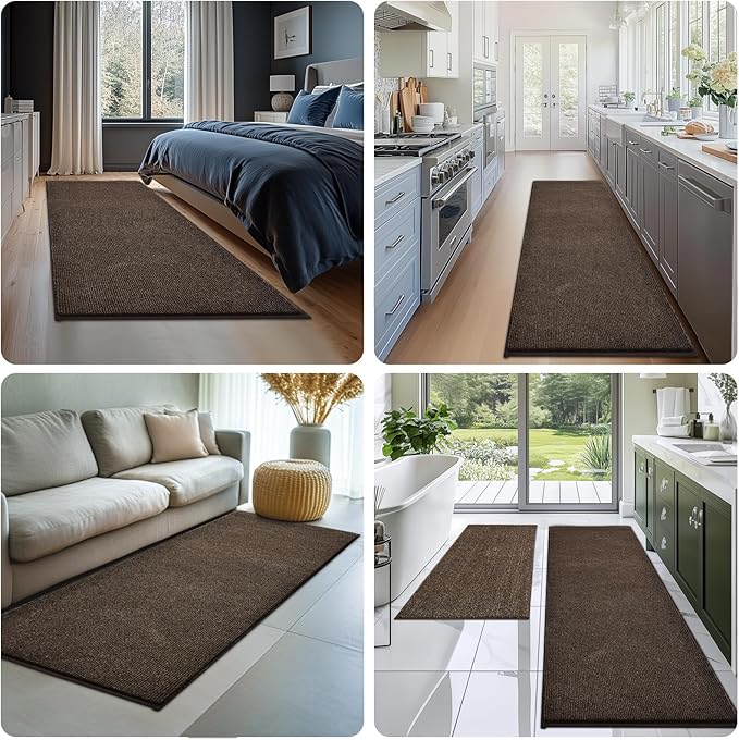 Washable Kitchen Rugs Set of 2 (24" x 35.5" + 24" x 59" Rectangular), Kitchen Mats for Floor, Indoor Entryway Runner Rugs for Laundry, Bathroom, Door, Bedroom (Roll Packing)