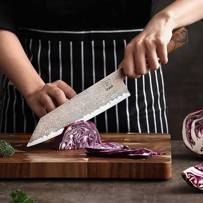 zayiko Limited Edition Copper Damascus Chef’s Knife – 8.3" Kiritsuke Blade | Damascus Steel with VG10 Core & Copper Texture | Maple Wood Handle | Professional Kitchen Knife in Gift Box