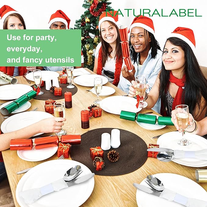 NATURALABEL Standard Napkin Band, Paper Napkin Rings Self Adhesive 2000-Count (White)