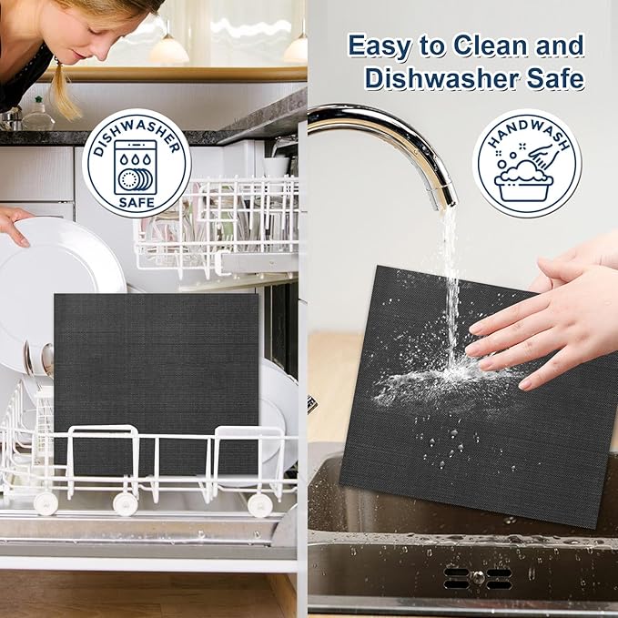 GWYSY 4-Pack Set Fiberglass Reusable Oven Baking Mats for Ninja DT201 DT251 Foodi 10-in-1 Smart XL Air Fry Oven 10.83"x12.4" Non-Stick Air Fryer Liners Heat-Resistant oven liners for bottom of oven