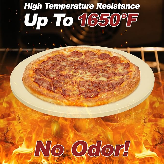 Permade Round Pizza Stone for Grill and Oven- 15 inch Baking Stone Heavy-Duty Cordierite Pizza Stone for Bread, Cookies, Heat Proof BBQ Grilling Cooking Stone for Making Crisp Crust Pizza (Beige)