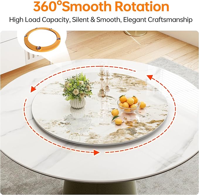 Lazy Susan Turntable 23.6 Inch-360°Silent Rotating Anti-Slip Serving Tray,Heavy Duty Centerpiece for Kitchen, Dining & Coffee Table-Brown Modern Design with Non-Slip Base