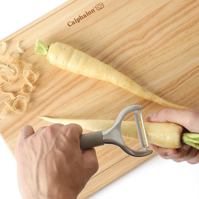 Calphalon Edge Stainless Steel Y Vegetable Peeler w/Thermoplastic Rubber Handle - Taupe