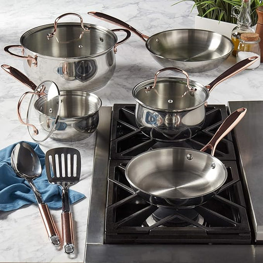 Denmark Tools for Cooks Celebrations Cookware Collection 10 Piece Heavy Gauge Stainless Steel Cookware Set