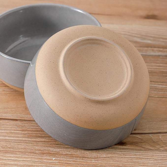 Tikooere Ceramic Soup Bowls Set of 6,30 Ounce Stoneware Cereal Bowl,Porcelain Nesting Bowls for Oatmeal,Popcorn,Soup,Pasta,Fruit,Housewarming Gift,Microwave & Dishwasher Safe,Gray