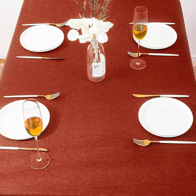 AUSSPVOCT Faux Linen Fall Table Cloth Rectangle Table 60x104 Water Resistant Spill-Proof Wipeable Wrinkle Free Fabric Tablecloth Rectangular Dining Cover for Birthday Party Farmhouse Outdoor Kitchen