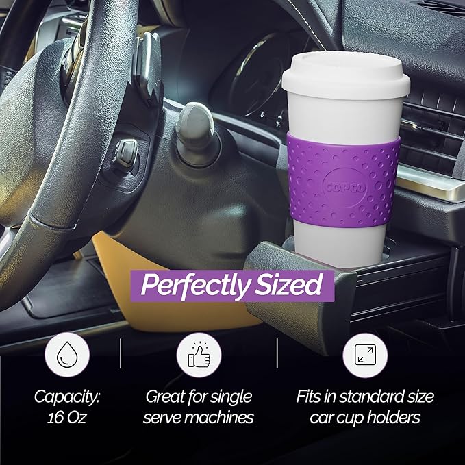 Copco Acadia 16 oz Reusable To-Go Travel Mug - BPA-Free Insulated Coffee Cup with Double-Wall Insulation, Spill-Resistant Lid & Non-Slip Rubber Grip - Dishwasher Safe (Lilac)