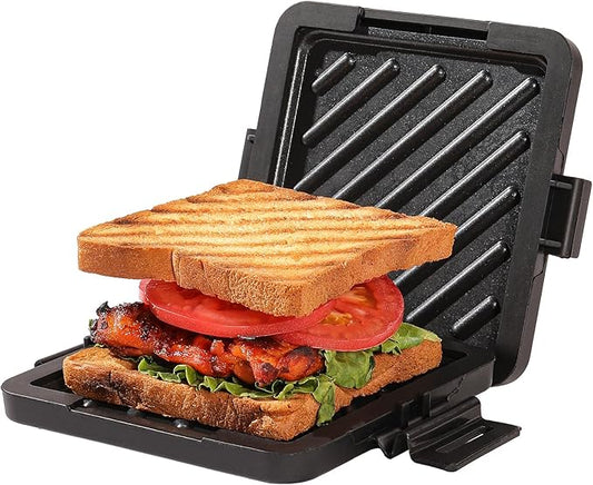 Microwave Toastie Sandwich Maker, Nonstick Plate Panini Maker, Versatile Wireless Small Toaster, Toastie Safe in Microwave Oven, Dishwasher Safe, Fast Cooking for Breakfast, Snacks, Black