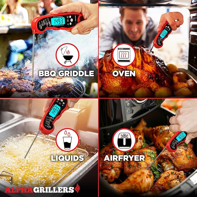 Alpha Grillers Meat Thermometer Digital – Instant Read Food Thermometer for Cooking & Grilling – Professional Kitchen Gift for Men, Dad & Mom