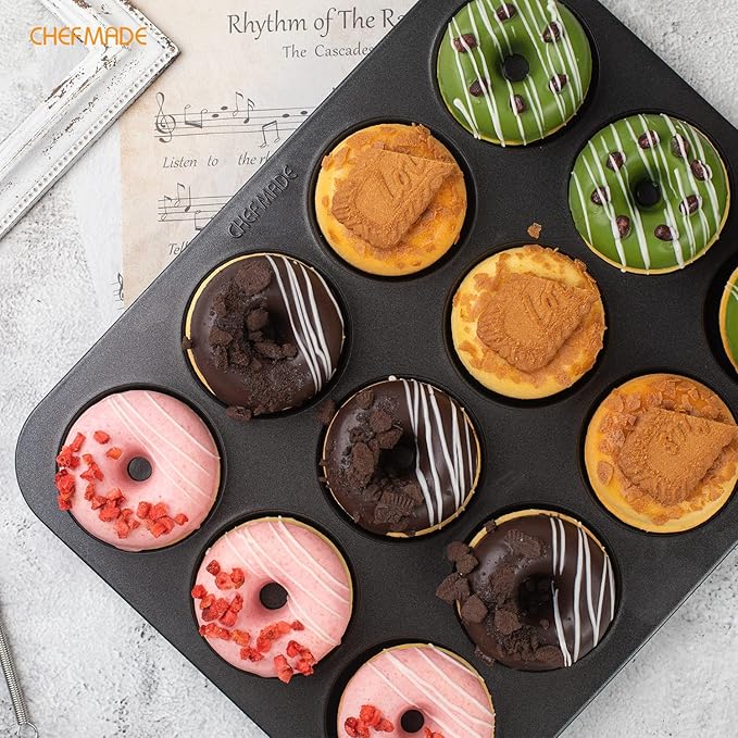 CHEFMADE Nonstick Donut Pan, 12 Cavity Ring Doughnut Baking Pan