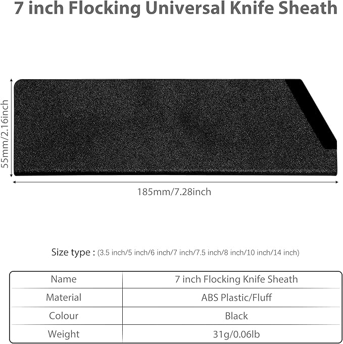 XYJ 3-Pack Safety Blade Sheaths, Universal Edge Guards for 7-Inch Kitchen Knives, Black ABS Protective Sleeves & Covers (Cutlery Not Included)