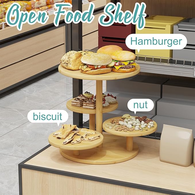 Cupcake Stand, 4 Tier Round Bamboo Wood Cupcake Tower Stand for 50 Cupcakes, Tiered Serving Trays, Wood Cake and Cupcake Stand (Natural_Bamboo)