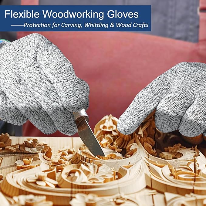 Dowellife Cut Resistant Gloves A9 Maximum Protection - Food Grade Kitchen & Chef Gloves for Food Prep, Knife Cutting, Mandoline Slicing, Butcher, Oyster Shucking, Fish Handling (Large, 2 Pairs)