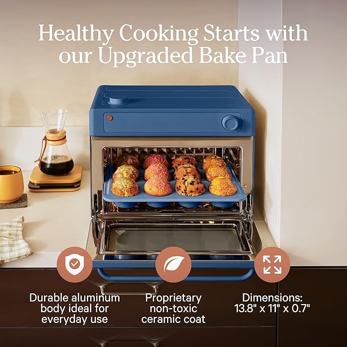 Our Place Wonder Oven Pro Essentials Kit with Large Aluminum Bake Pan and Steel Air Fryer Basket | Non-Toxic, Non-stick, Easy-to-Clean Baking & Frying Accessories, Oven-Safe up to 450°F | Blue Salt
