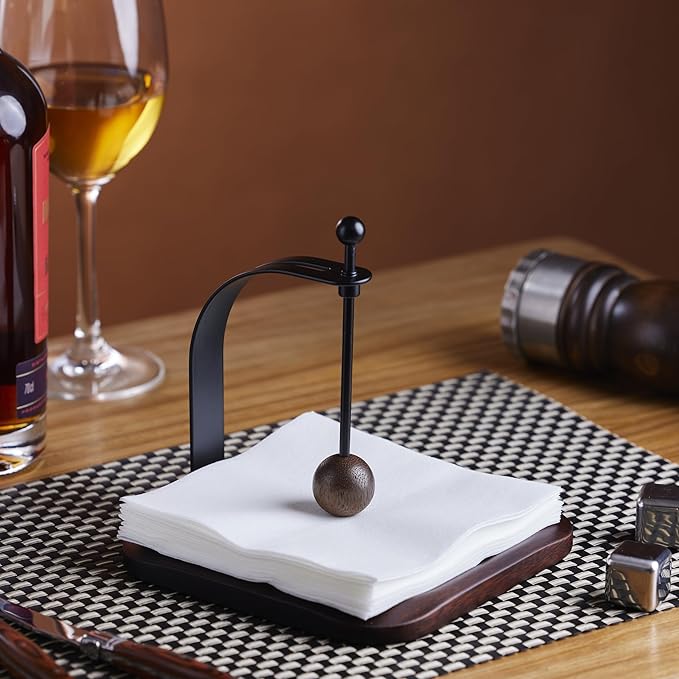 Napkin Holder for Table, Wood Napkin Holders for Paper Napkins, Cocktail Napkin Holder, Suitable for Kitchen, Restaurant, Bar, Office, Parties, Home Décor, Hotel, Cafe (South American black walnut)