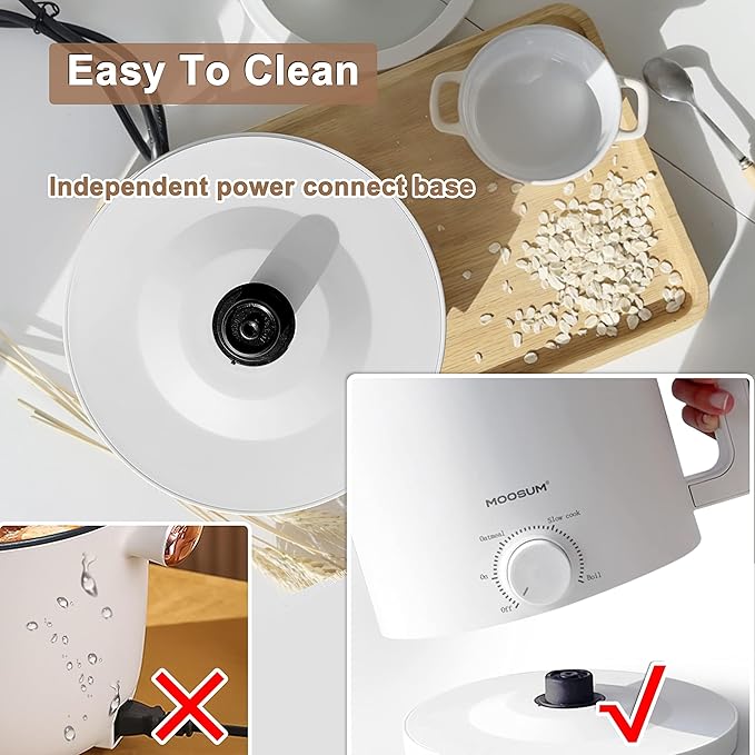 Mini Electric Hot Pot, Fast Cooker for Ramen/Soup, Stainless Steel with over-heating Protection, Perfect for Student & Single, 1.5L White