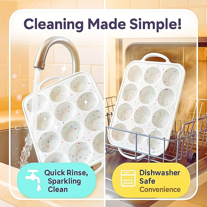 BAKE BOSS 2-Pack Regular Muffin Pan – 12-Cup Silicone Muffin Pans for Baking with Metal-Reinforced Frame – Nonstick Silicone Cupcake Pan, BPA-Free Muffin Tray, Oven & Dishwasher Safe – Cream