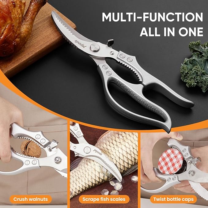 Kitchen Scissors Food Cutting: Heavy Duty Poultry Meat Shears - Stainless Steel All Purpose for Home Cooking & Restaurant