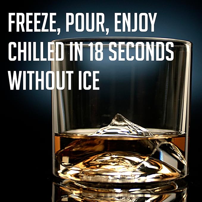 LIITON Mount Everest Heavy Crystal Whiskey Glasses Gift Set of 2, Thick Freezable Bourbon Glass 1lb Each, Premium Whiskey Gifts for Men, Frozen Crystal Chills Cocktails, 10 oz