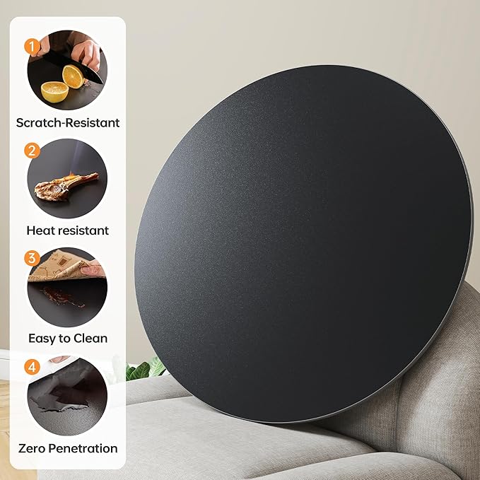 Lazy Susan Turntable 31.4 Inch - 360° Silent Rotating Anti-Slip Serving Tray, Heavy Duty Centerpiece for Kitchen, Dining & Coffee Table - Black Modern Design with Non-Slip Base