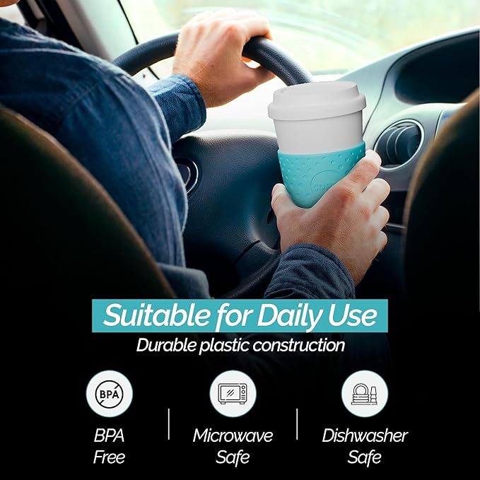 Copco Acadia 16 oz Travel Mug - Insulated Reusable Coffee Tumbler with Double-Walled Plastic, Leak-Proof Lid, BPA-Free - Portable Mug for Hot & Cold Drinks, Cup Holder Friendly (Azure Blue)