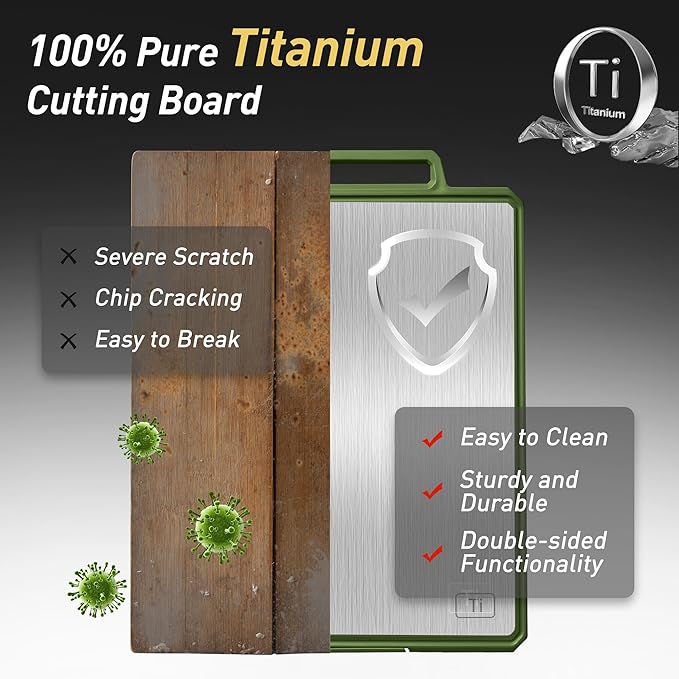 2 Packs Pure Titanium Cutting Boards for Kitchen Chopping Board Butcher Block 2 in 1 Titanium PP Great Grandma Christmas Xmas Birthday Gifts Ideas Grandmother Gigi Granny Nana Glamma