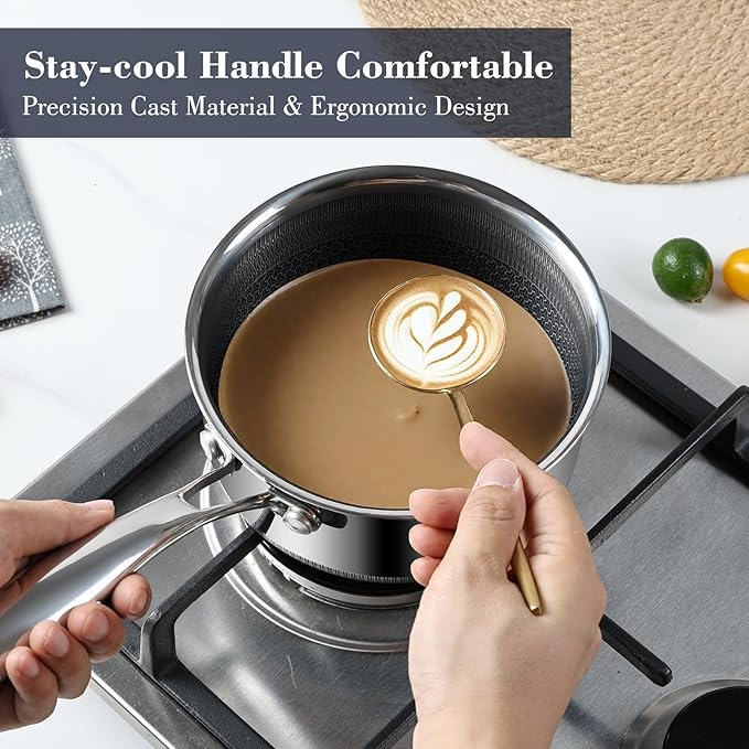 Non Stick Pot and Pan Set 8 Pieces, 1.5 QT, 2 QT Saucepan & 5.2 Quart Stock Pot Set with Matching Tempered Glass Lid Double Trivets, Dishwasher & Oven Safe Up to 500℉ Compatible with All Cooktops
