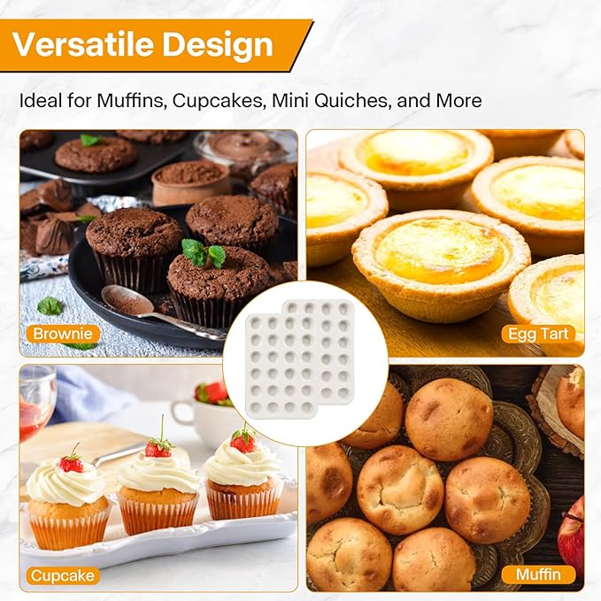 Spmarkt 2-Pack 24-cup Beige Miffin Pan, Non-Stick Cupcake Muffin Tin, Ceramic Coating Safe Baking Cupcake Pan