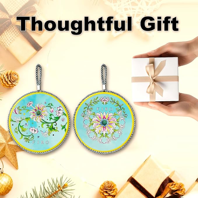 Ceramic Trivets for Hot Dishes,Anti-Slip with Heat Resistant Cork Trivet for Countertops and Tables,Protects Surfaces from Hot Pots,Pans,Cups,Decorative Coasters for Table,Dual-use,Portable Hanging