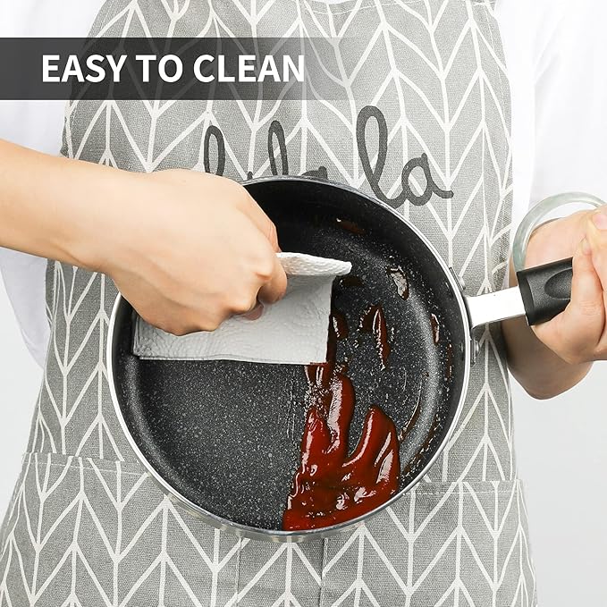 RATWIA Nonstick Saucepan Set - 2 Quart and 3 Quart,Ultra Non Stick Sauce Pan Small Pot with Glass Lid,Great for Home Kitchen Restaurant,Black